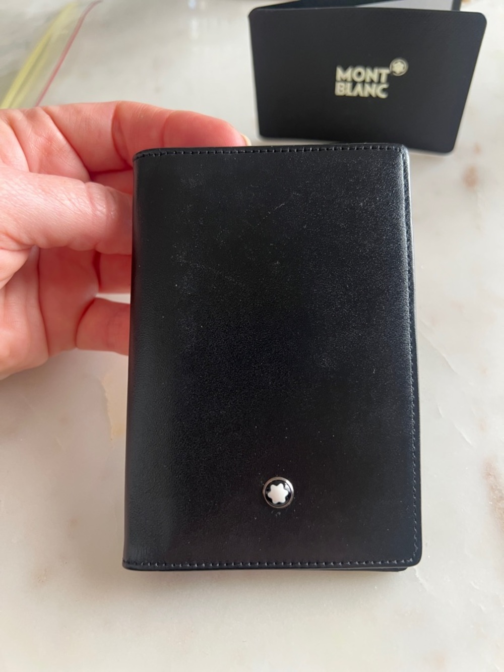 Montblanc Meisterstuck Black Leather business card holder 2cc bifold with slot
